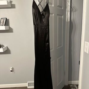 Black formal dress with a lace up back